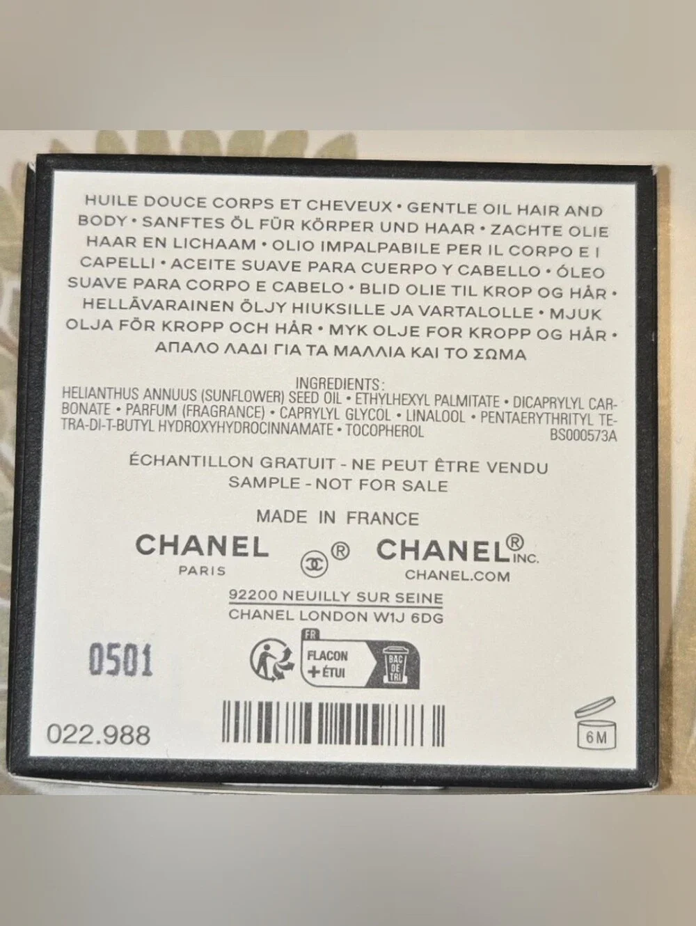 Chanel Les Exclusifs Huile Douce Gentle Oil Hair & Body 4 Ml New!